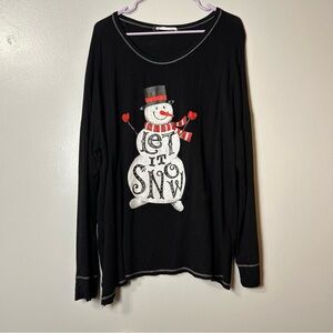 Long‎ Sleeve Unisex Snowman Let It Snow Shirt Frosty Holiday Jack Frost 1XL PJ